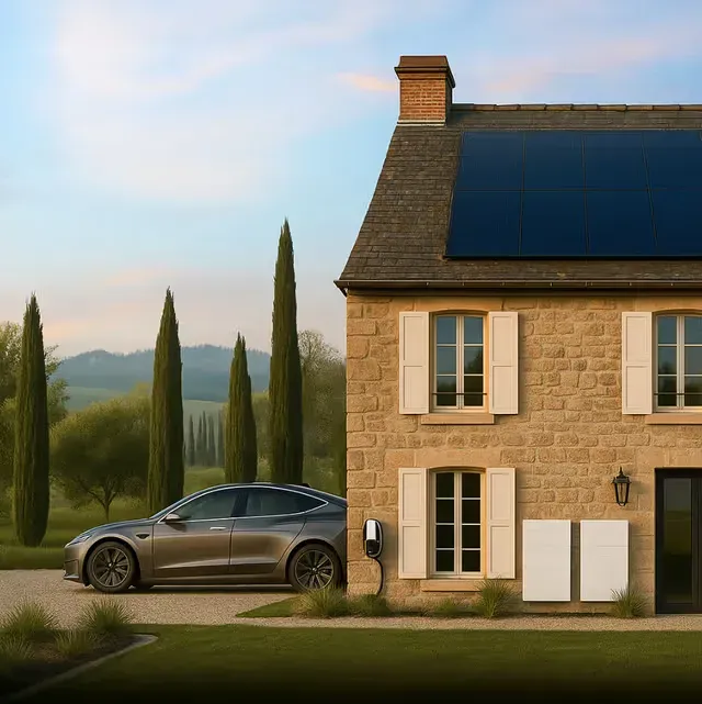casa con paneles solares