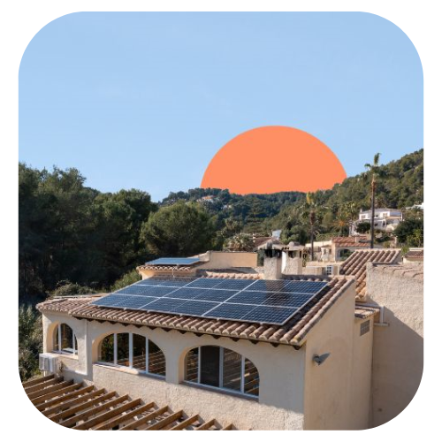 Paneles solares con árboles al fondo