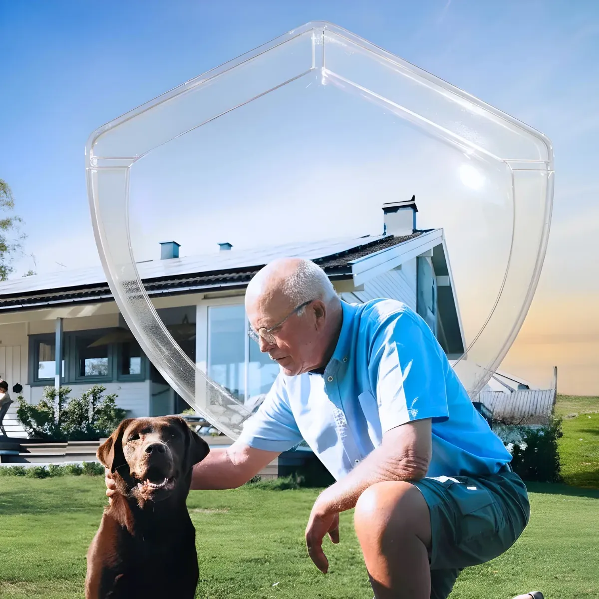 En mann med en hund og et solcelleanlegg
