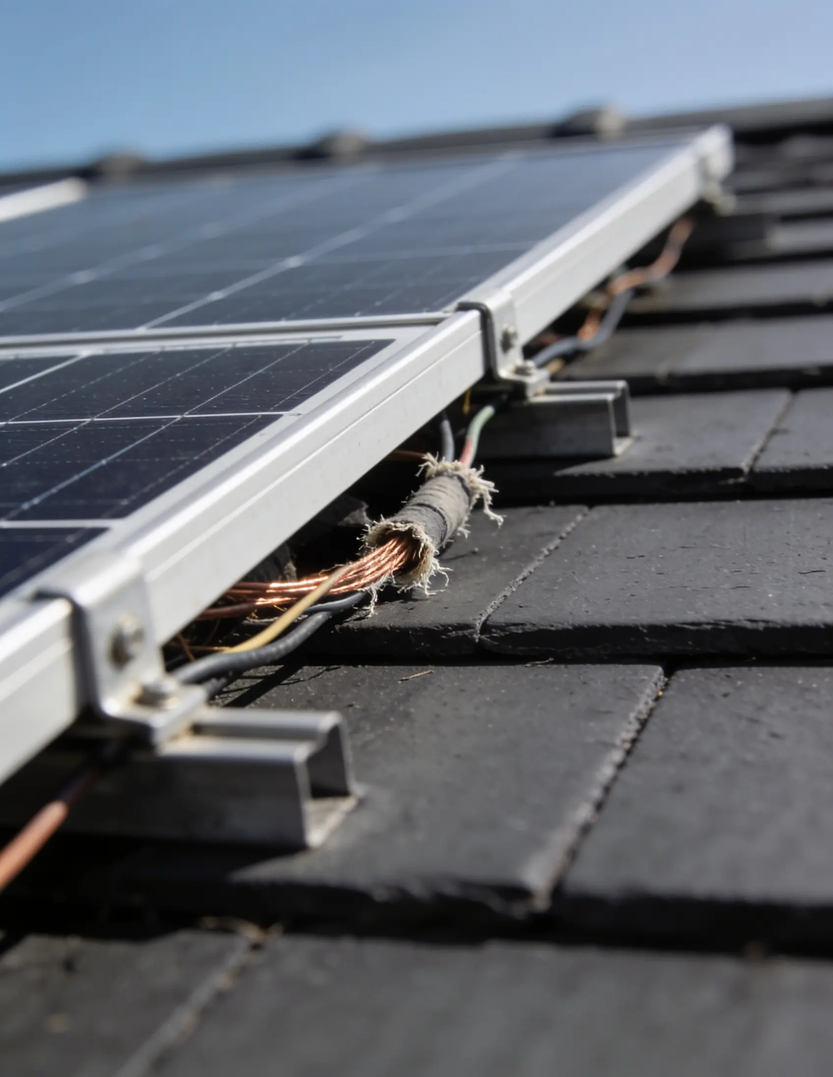 Reparación de placas solares en un tejado